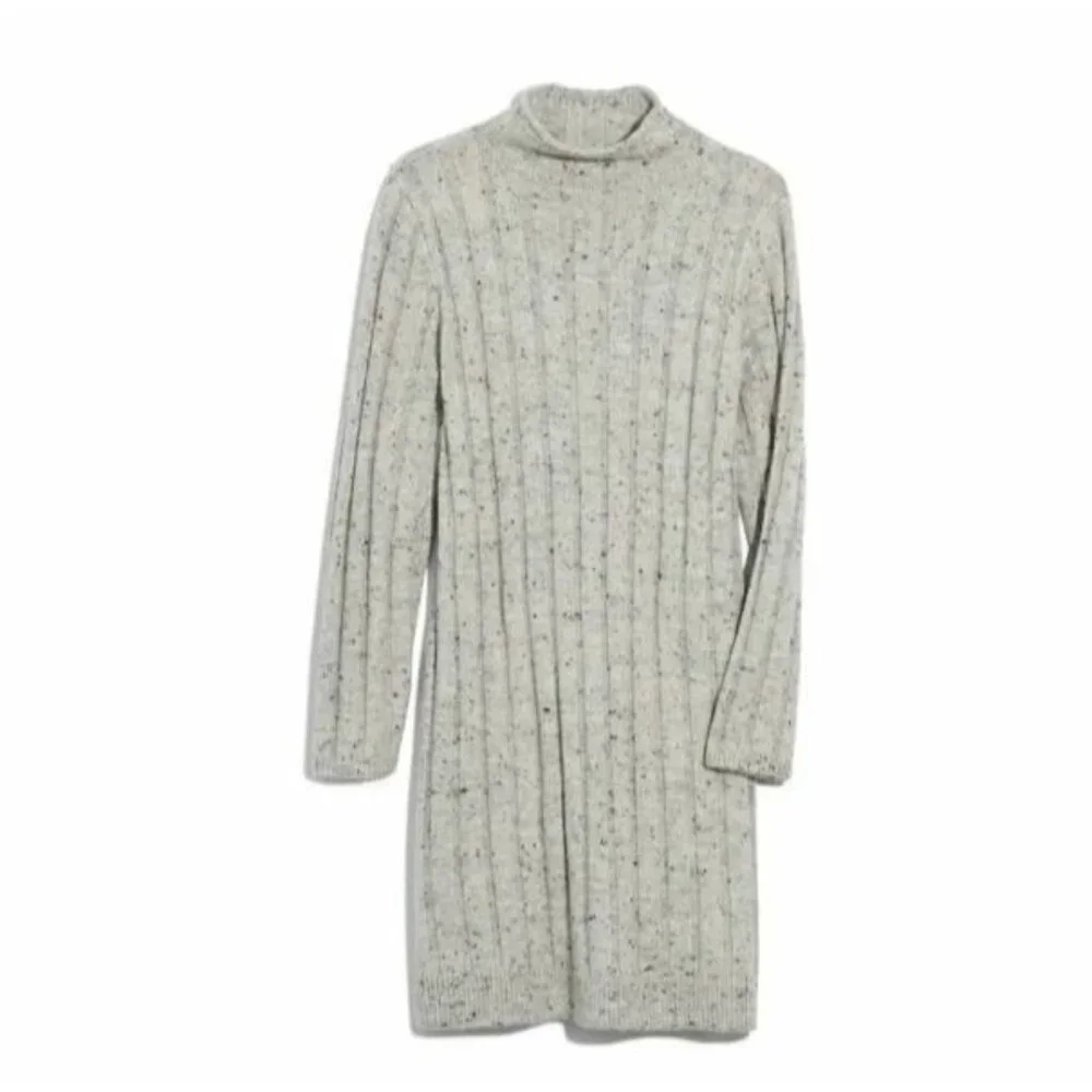 Madewell Sweater Dress Donegal Rolled Mock Neck Grey Knit Pullover SZ S NWT - Picture 4 of 4